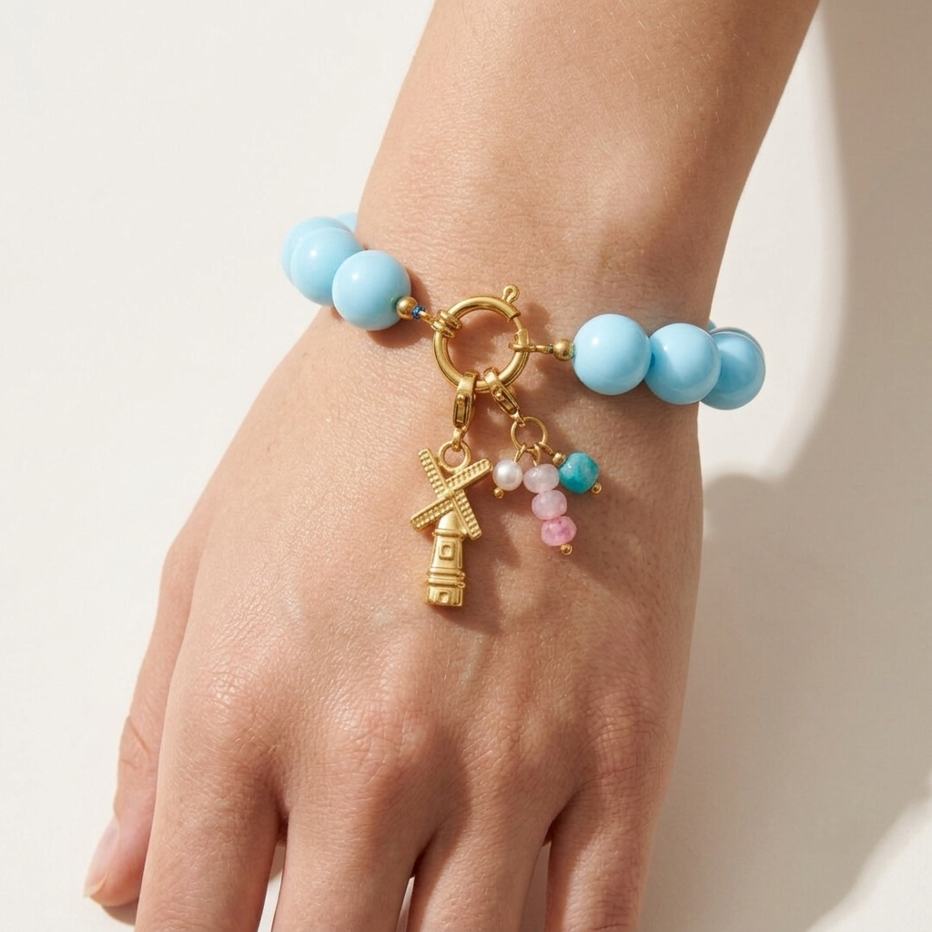 Kralenarmband babyblauw
