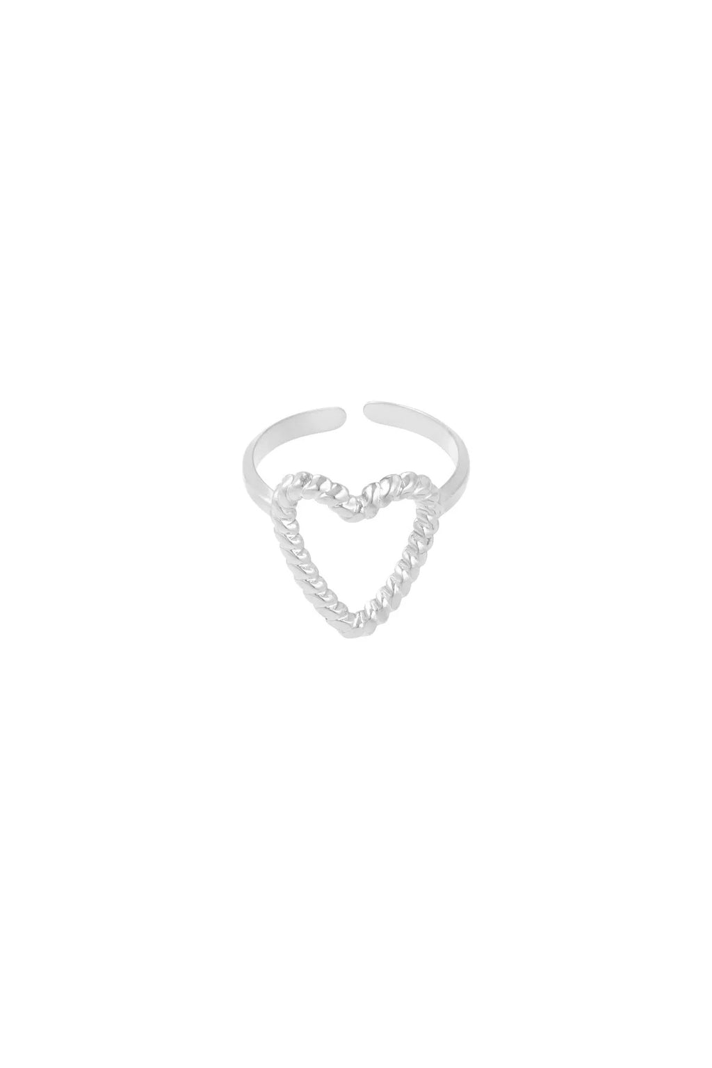 Gewoven hart ring zilver
