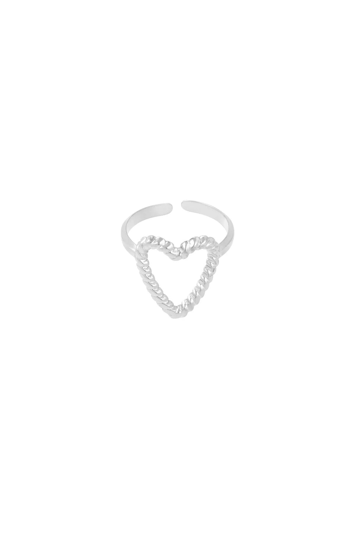 Gewoven hart ring zilver