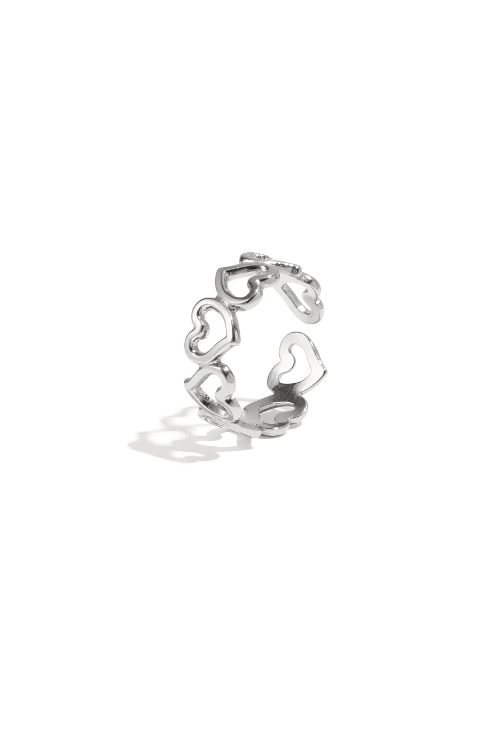 Open hartjes ring zilver