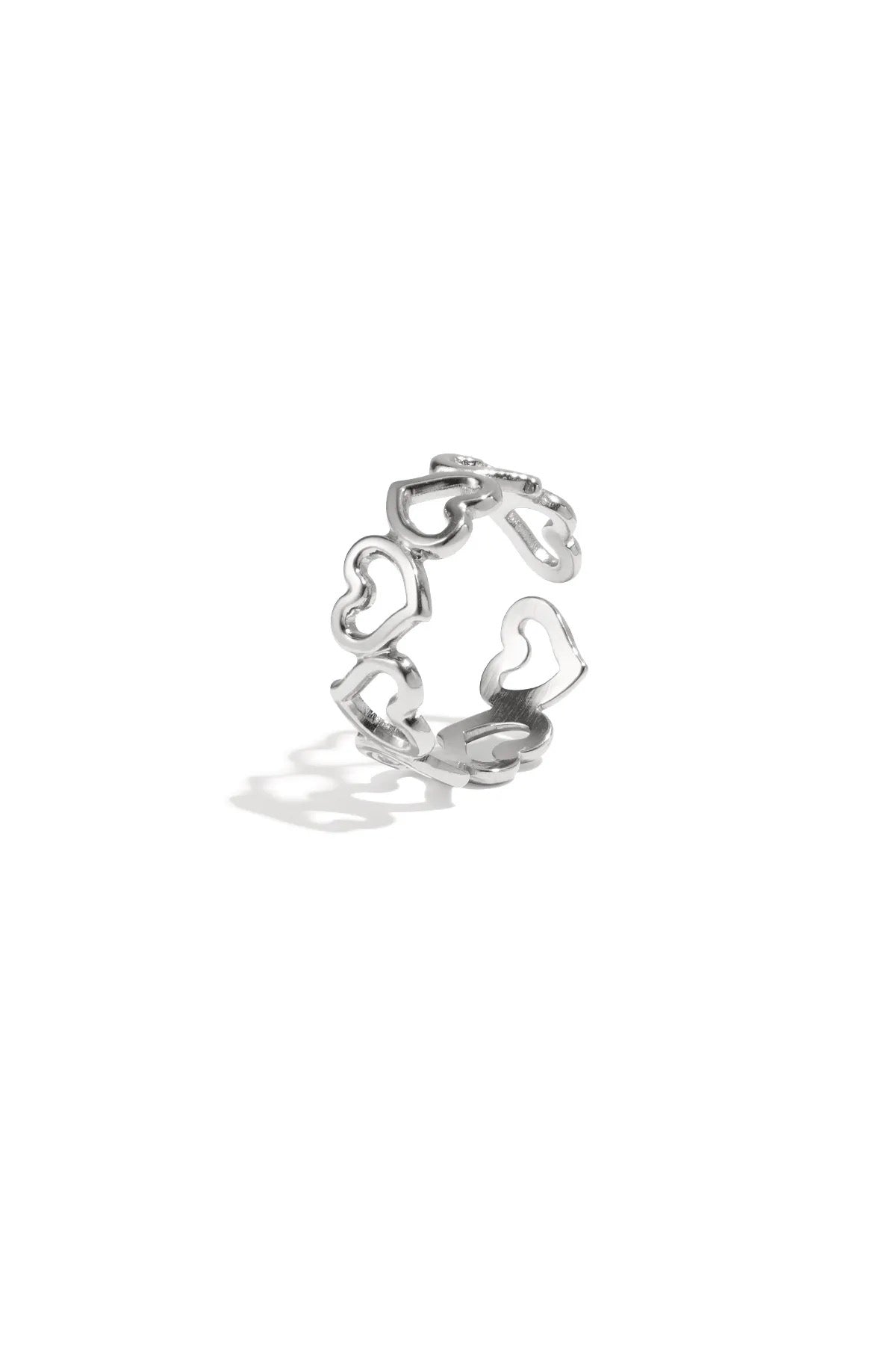 Open hartjes ring zilver