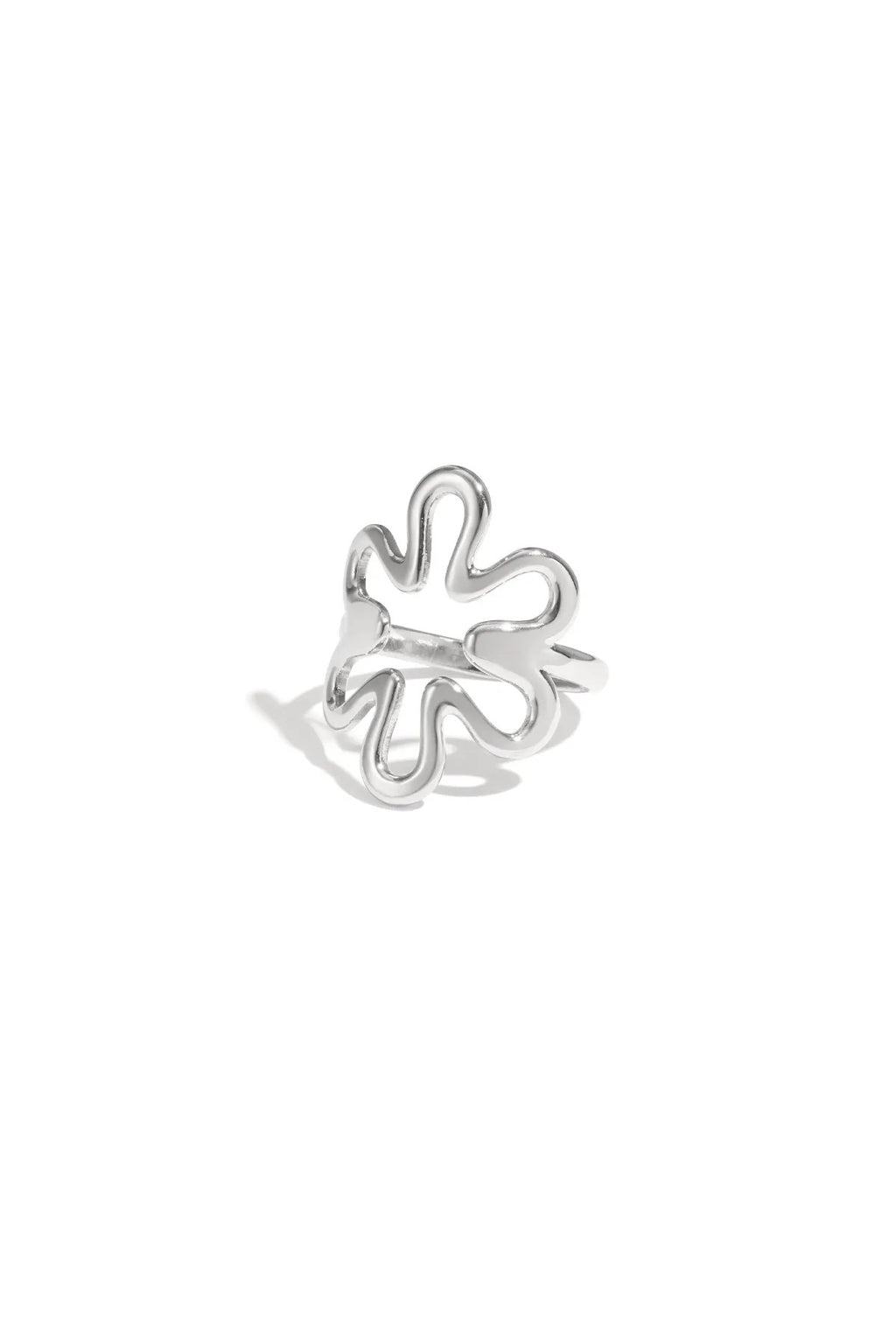 Bloem ring zilver