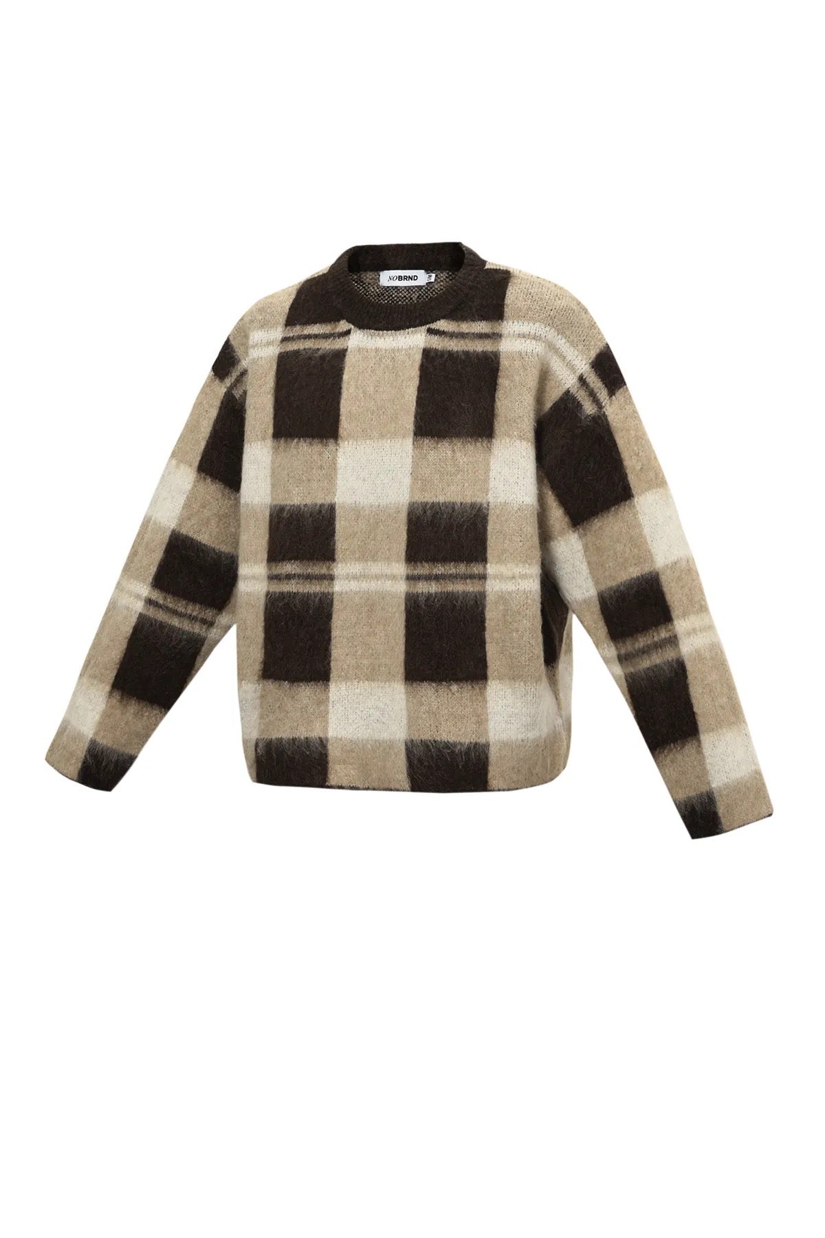 Trui geblokt beige bruin