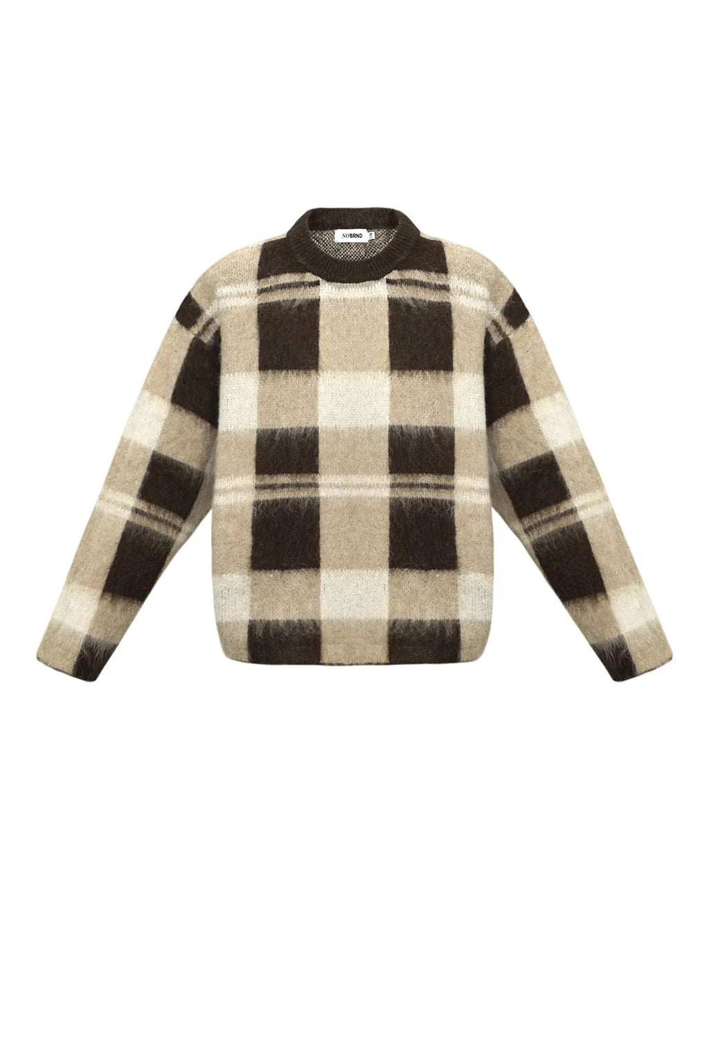 Trui geblokt beige bruin