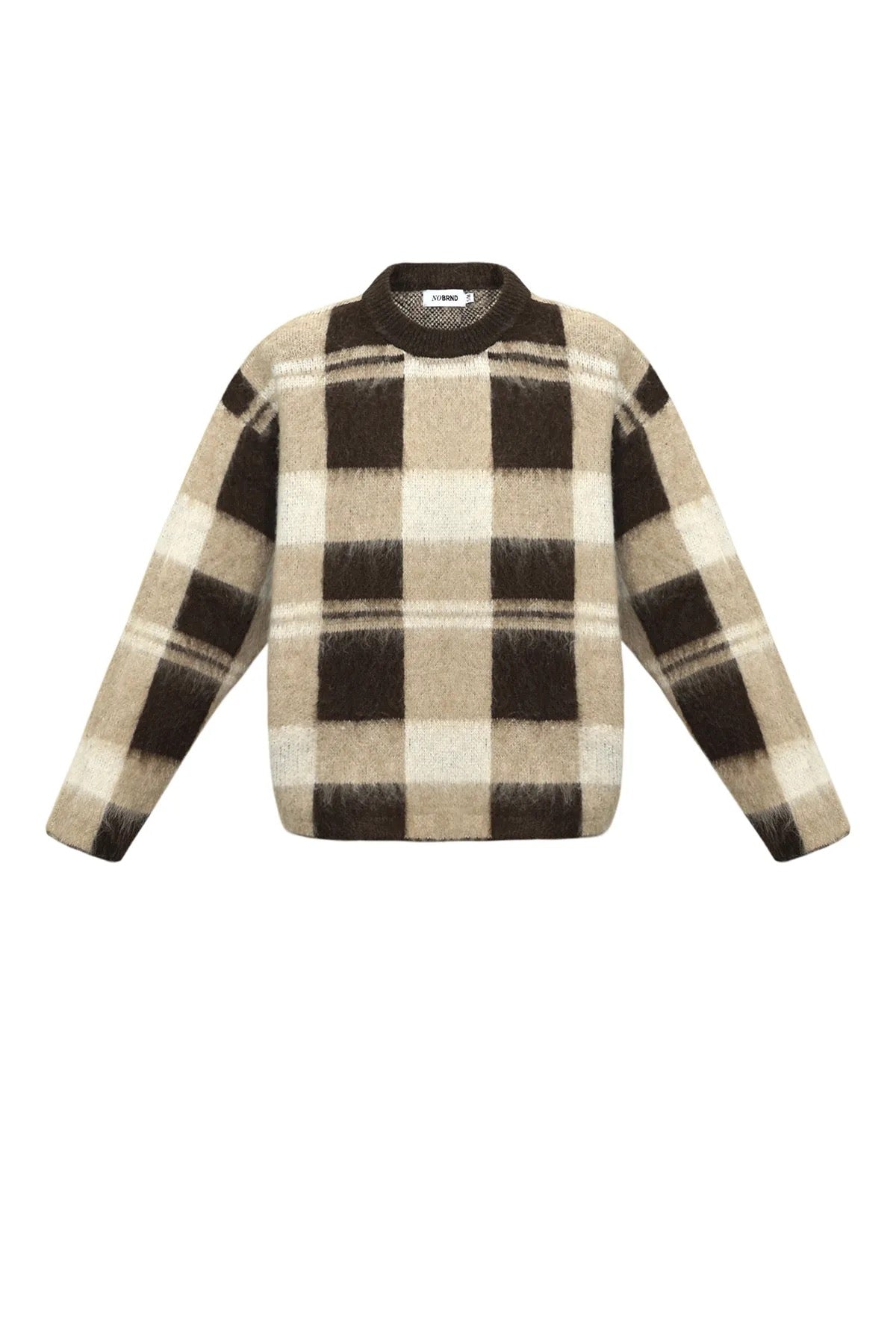 Trui geblokt beige bruin