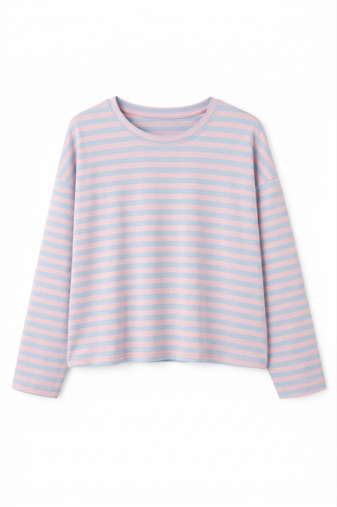 Longsleeve gestreept lichtblauw