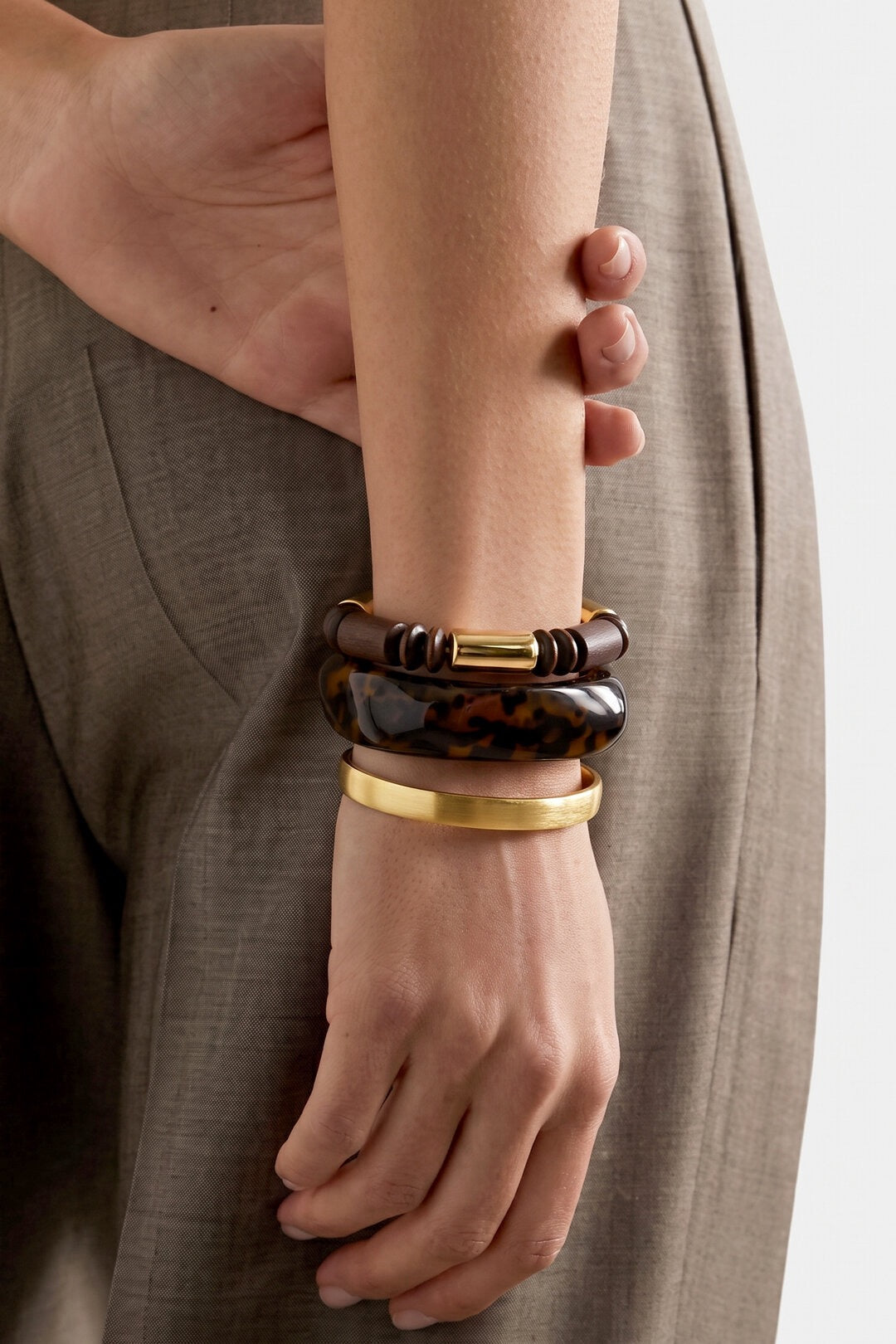 Armband buiskralen goud bruin