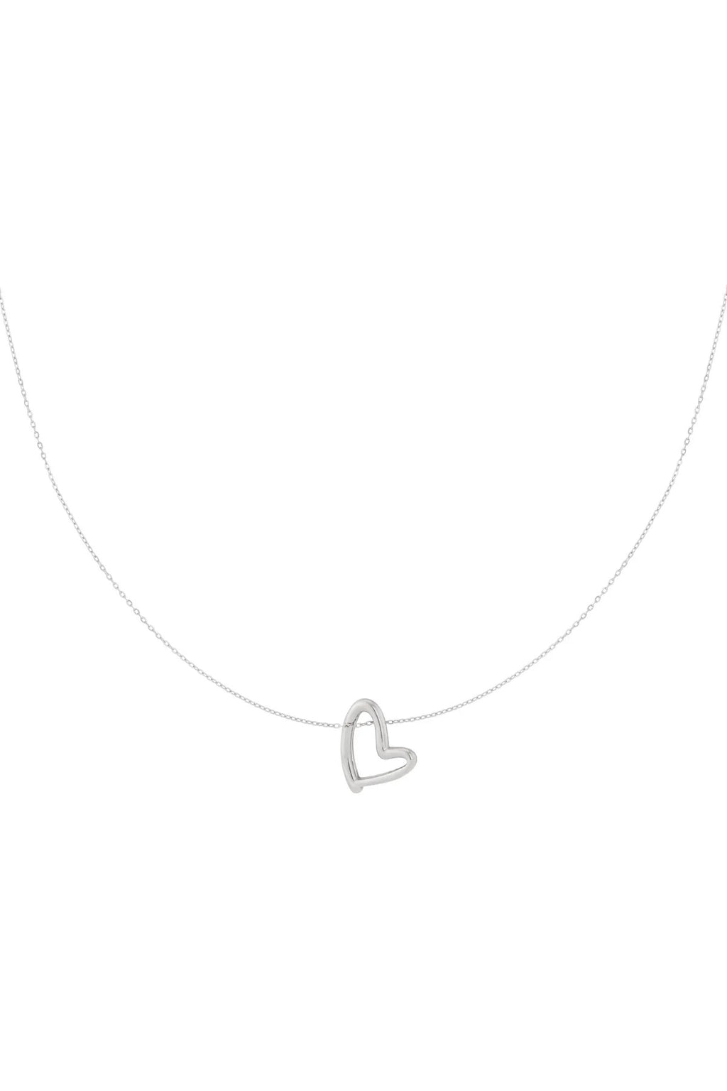 Ketting hartvormige hanger zilver