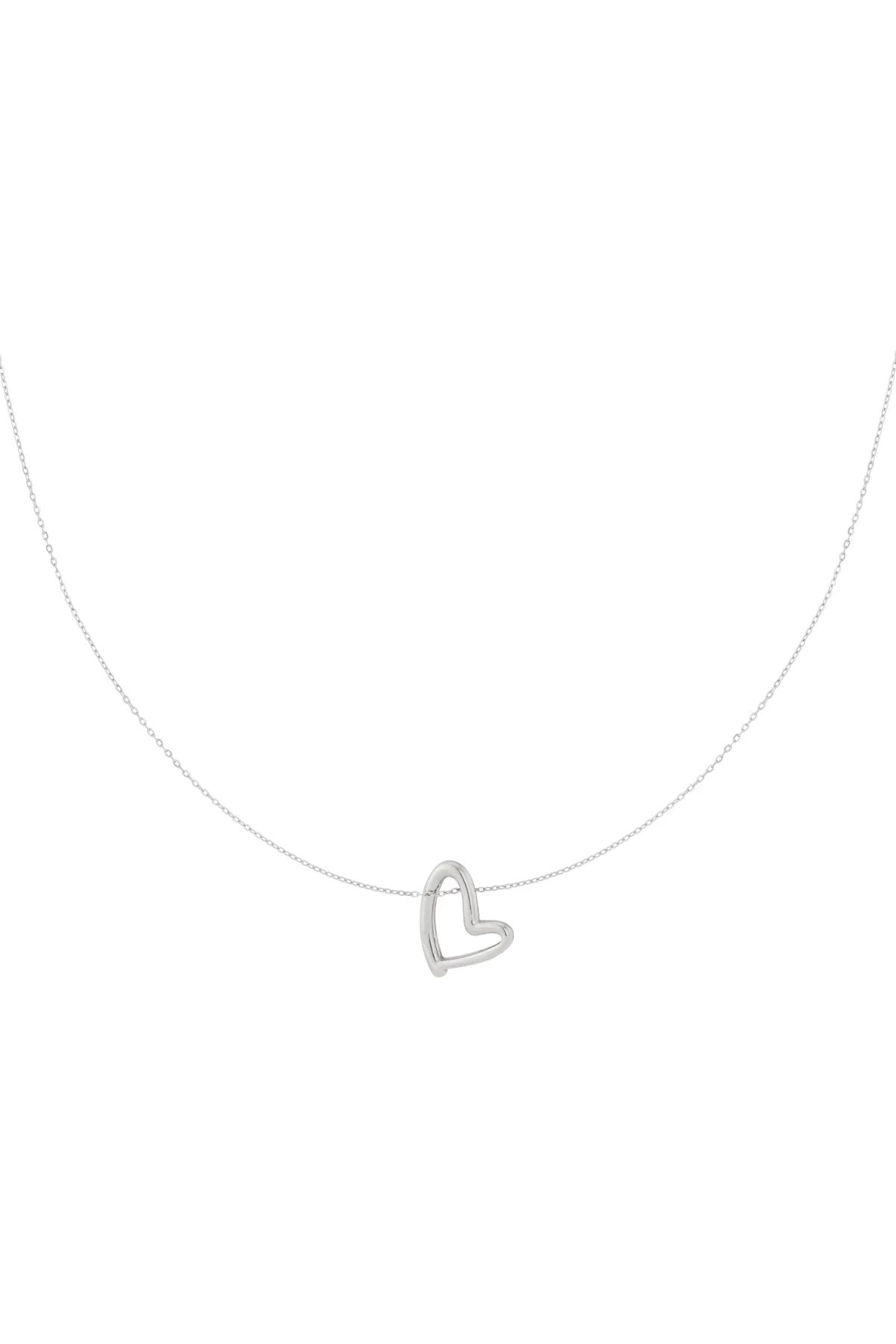 Ketting hartvormige hanger zilver