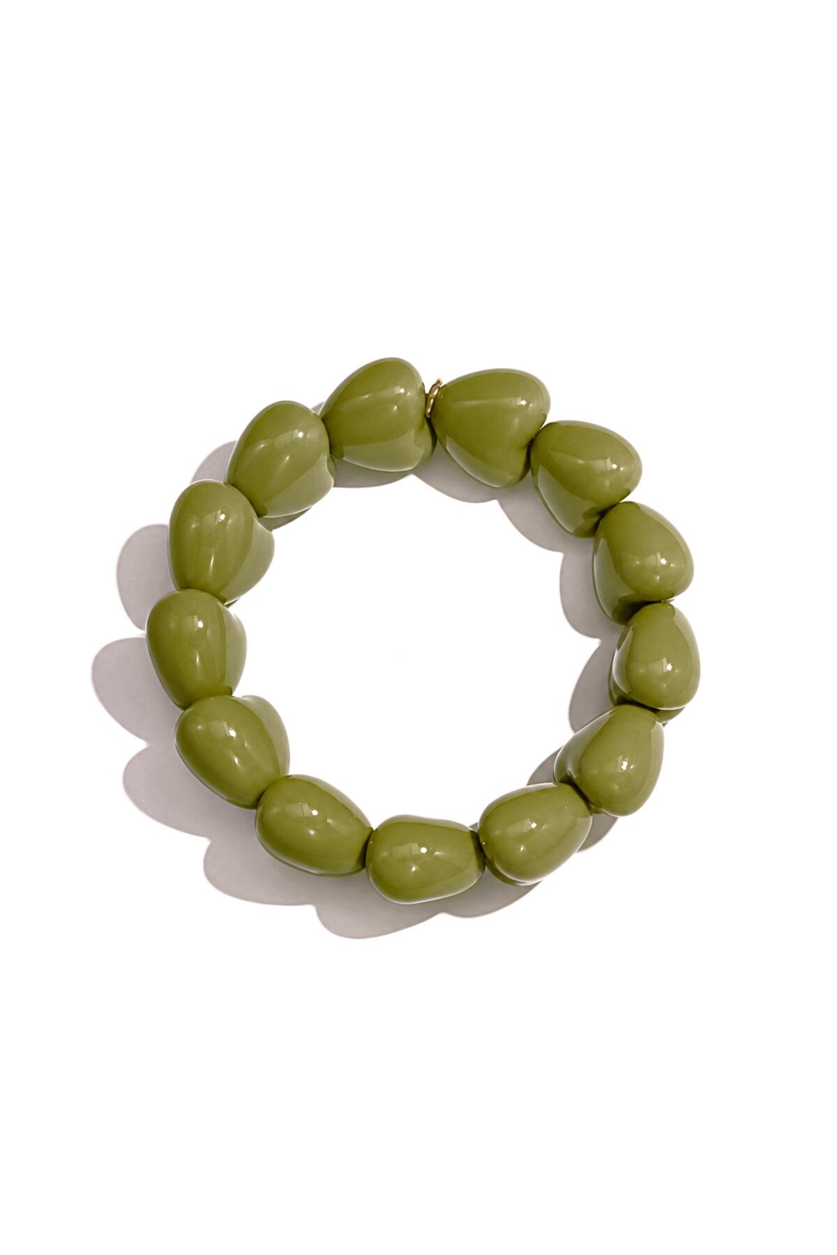 Armband hartjes kralen olijfgroen