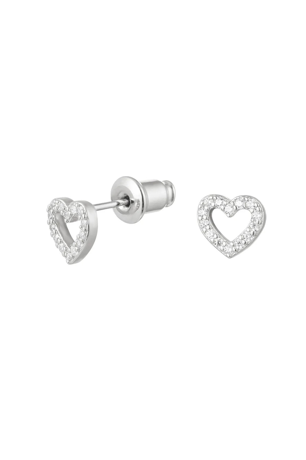 Oorknopjes open hart zilver