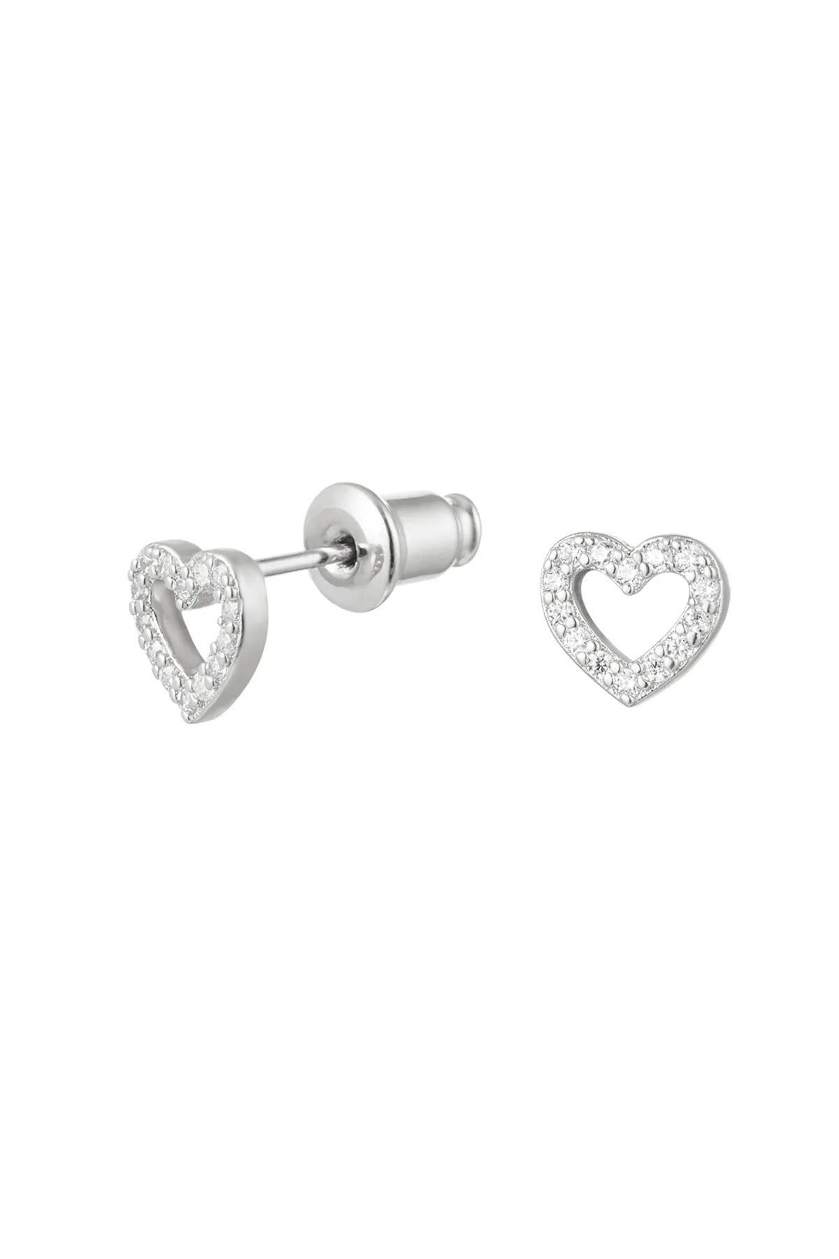 Oorknopjes open hart zilver