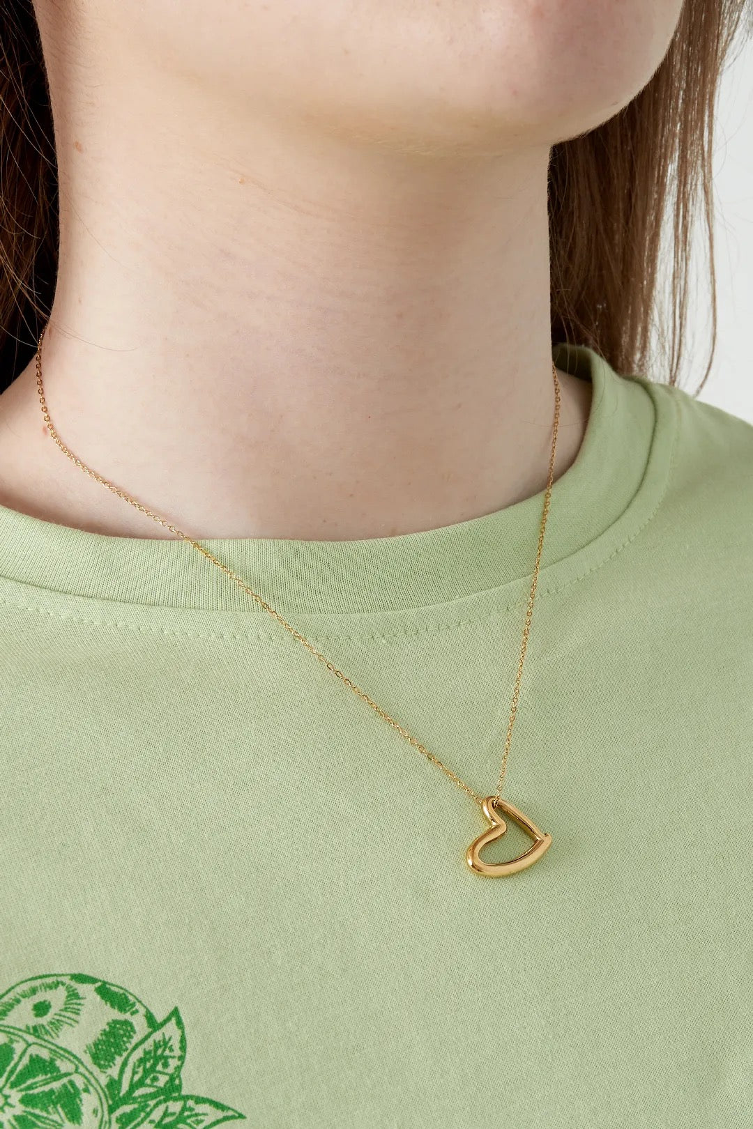 Ketting hartvormige hanger goud