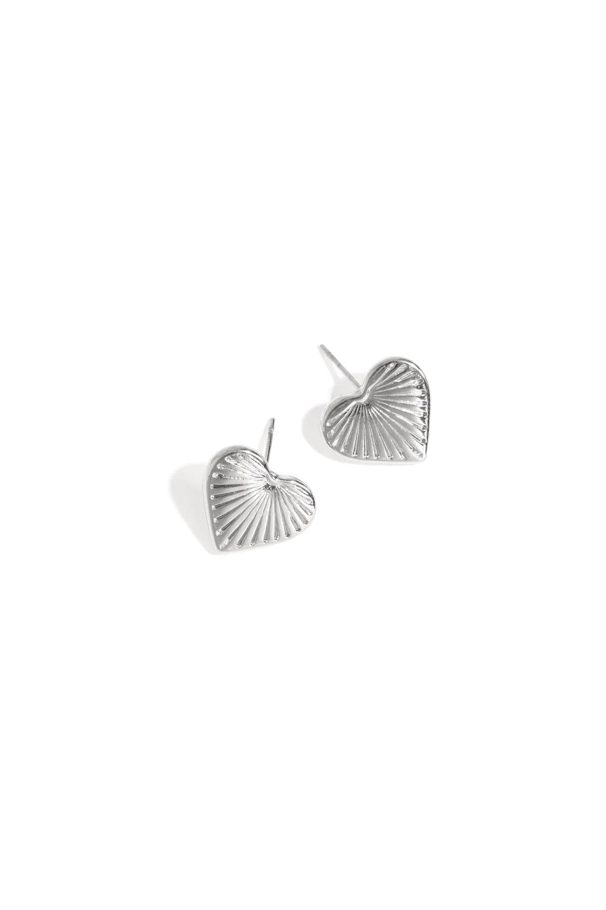 Oorknopjes gestreept hart zilver