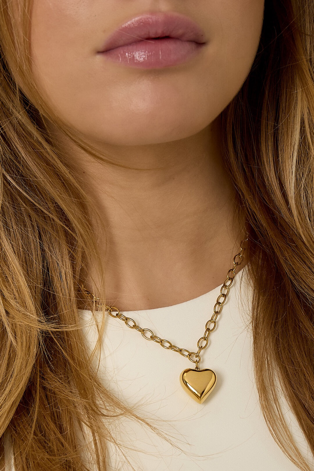 Schakelketting hart goud