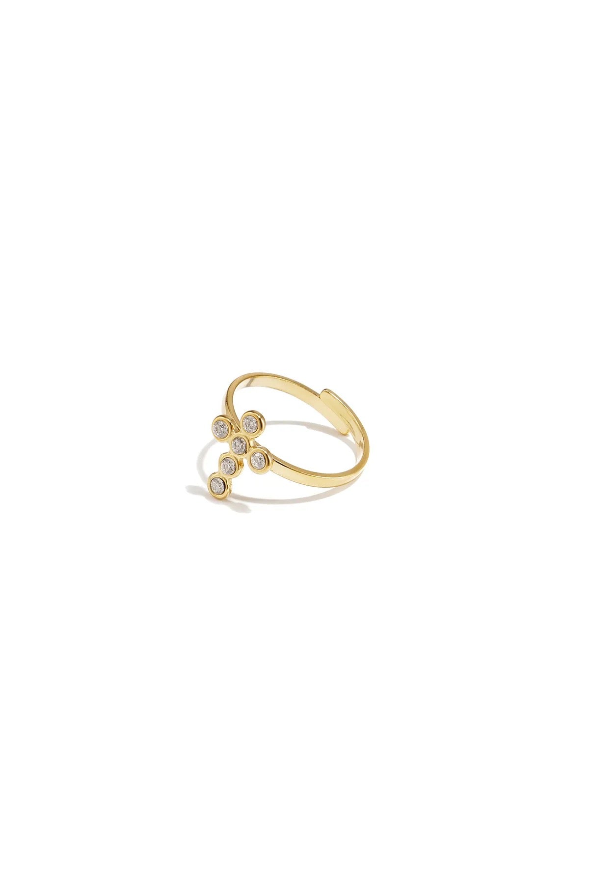 Kruis strass ring goud