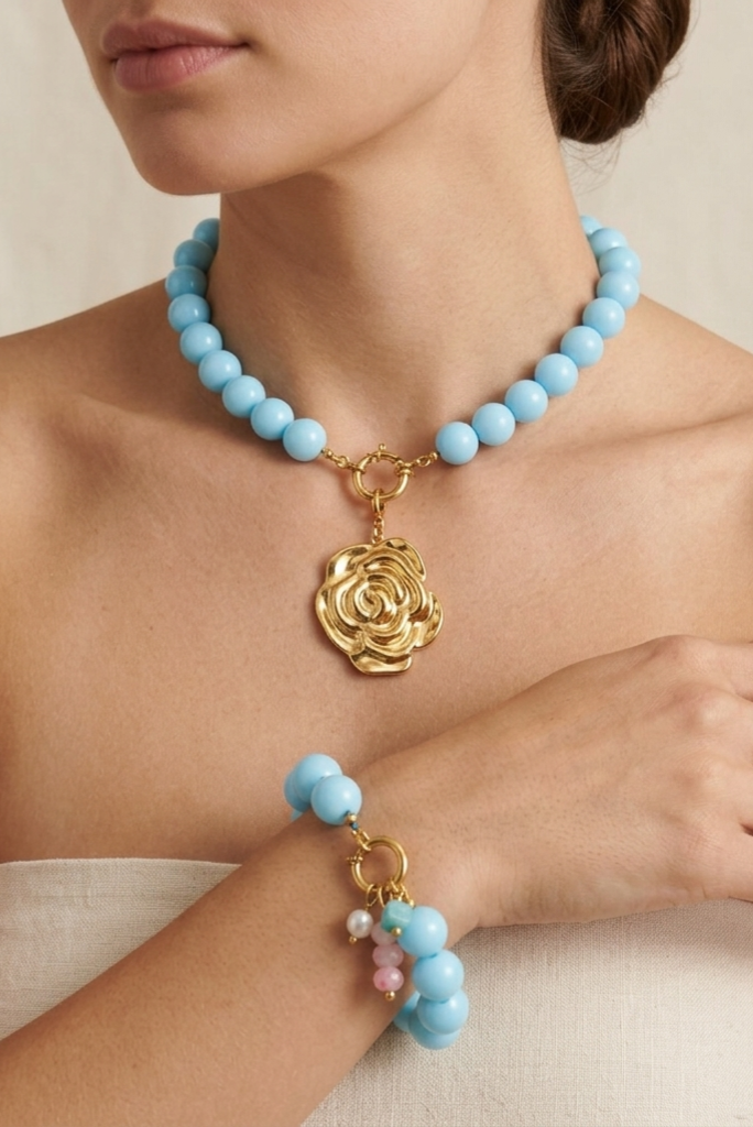 Kralenketting babyblauw