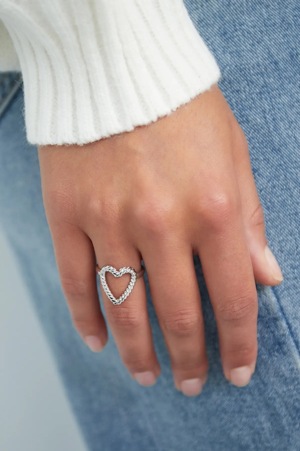 Gewoven hart ring zilver