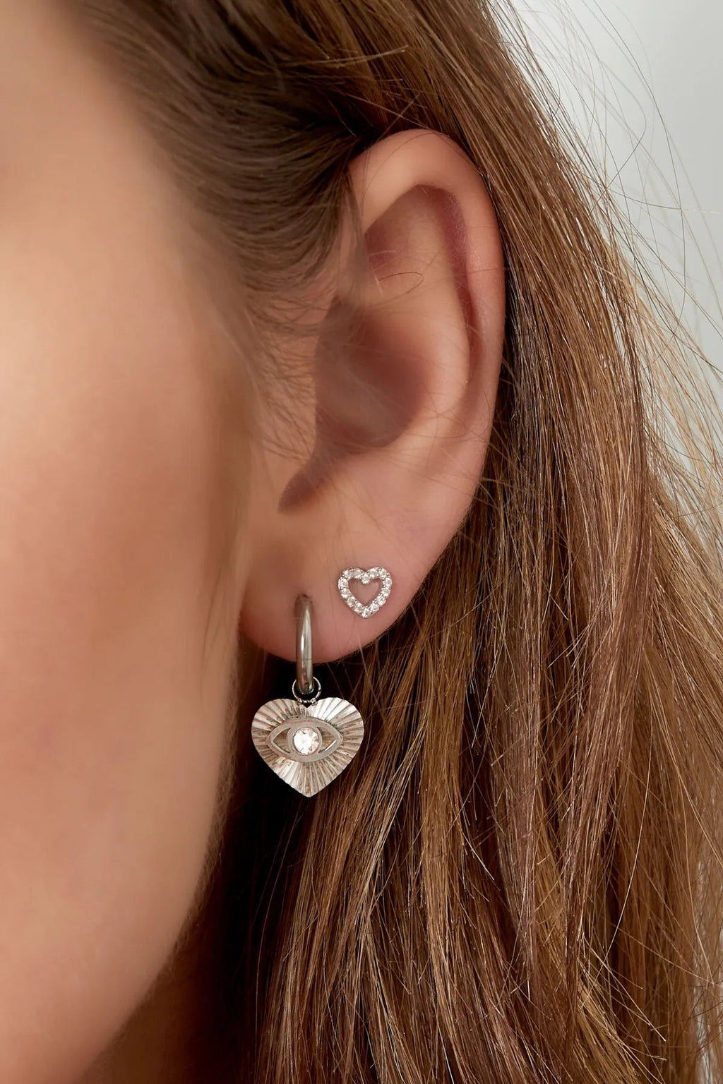 Oorknopjes open hart zilver