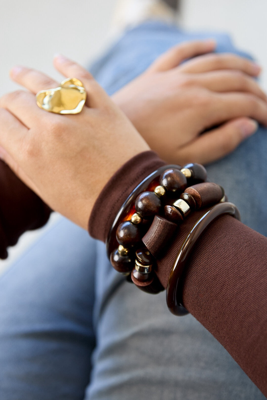 Armband buiskralen bruin goud