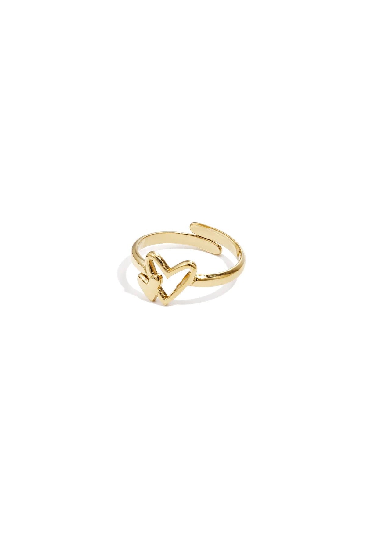 Dubbel hart ring goud