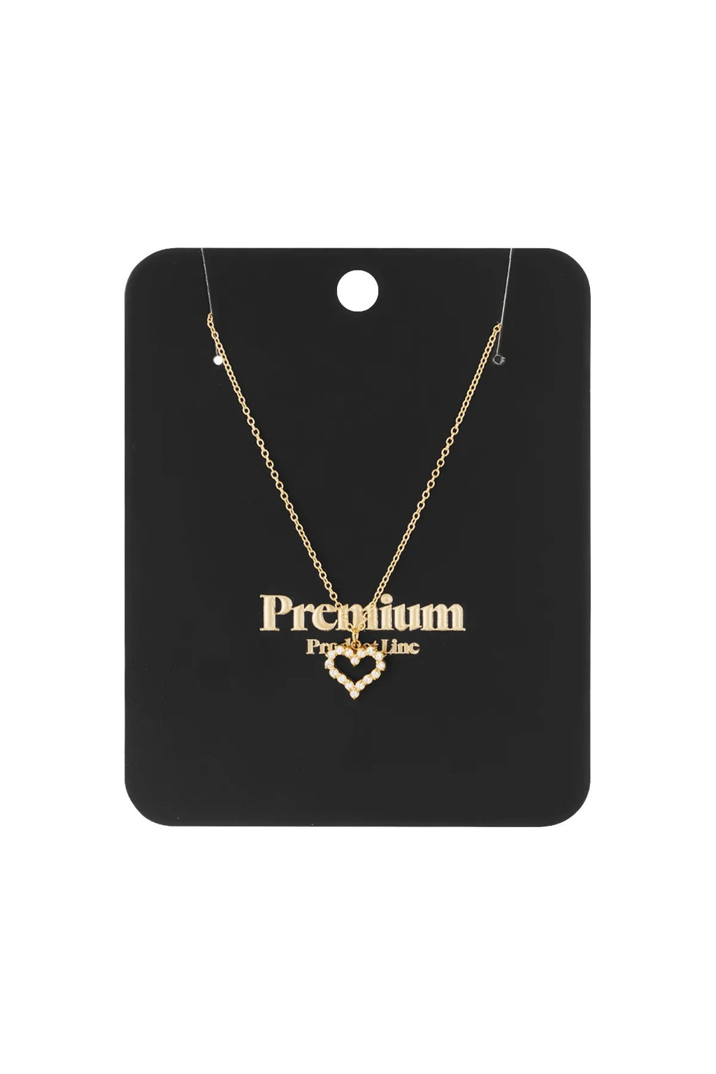 Ketting hartvormige strass hanger goud