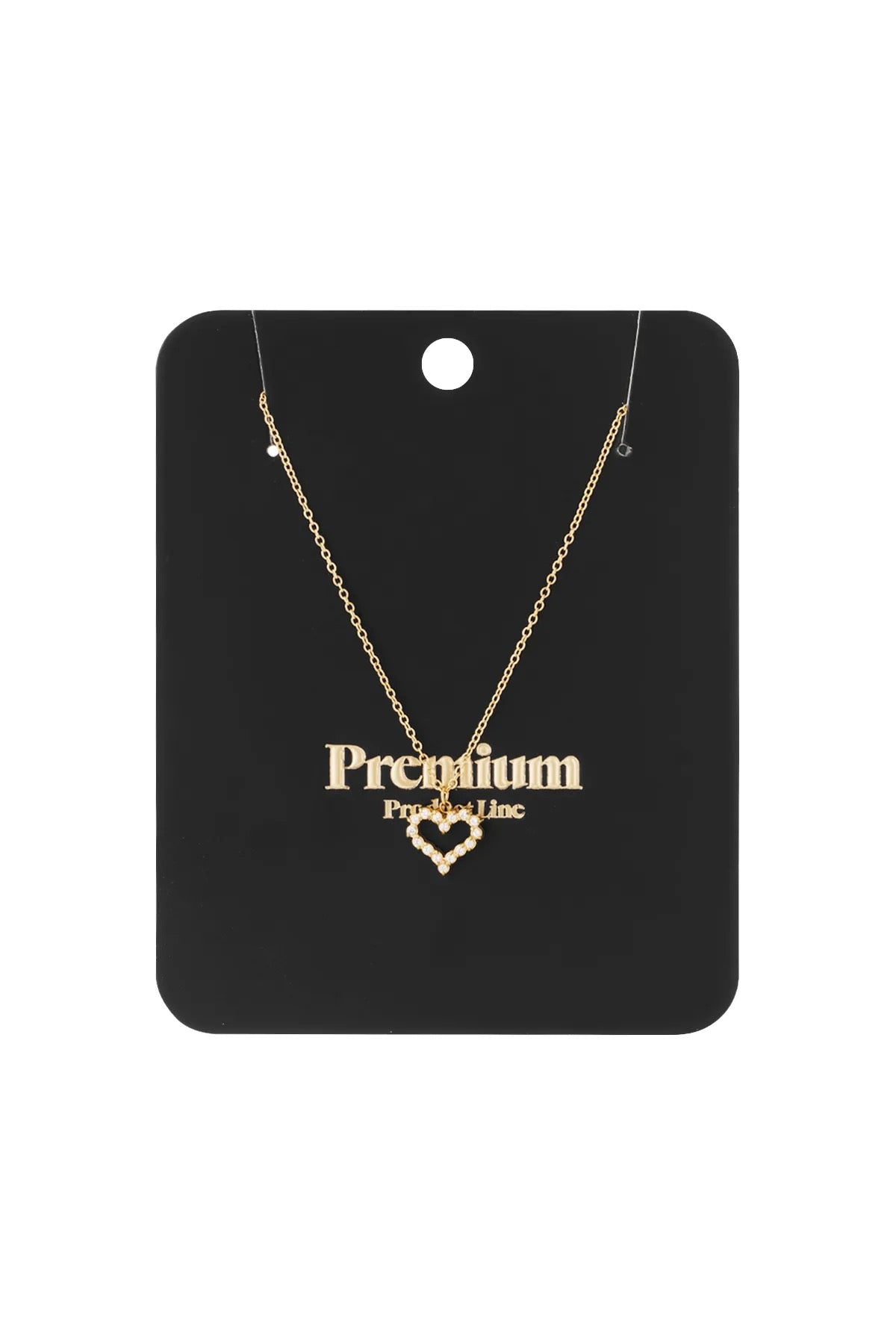 Ketting hartvormige strass hanger goud