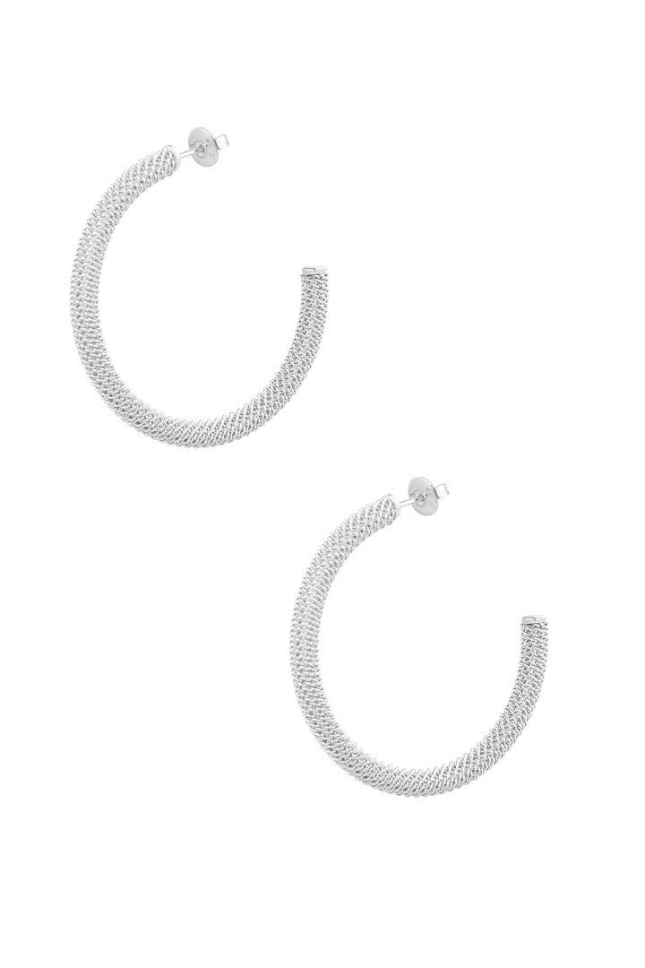 Oorbellen rond print zilver 4 cm