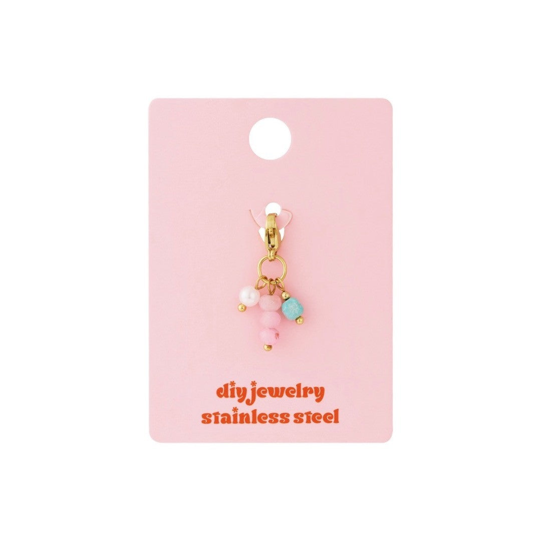 Bedel steen roze wit blauw