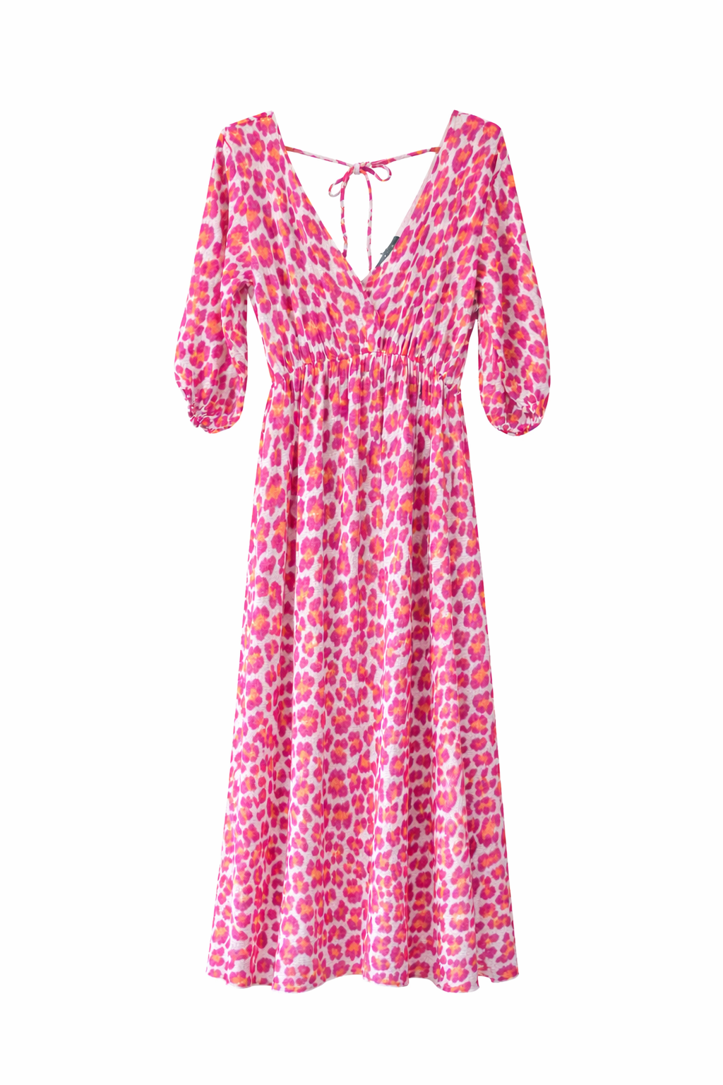 Wauw midi jurk panterprint roze