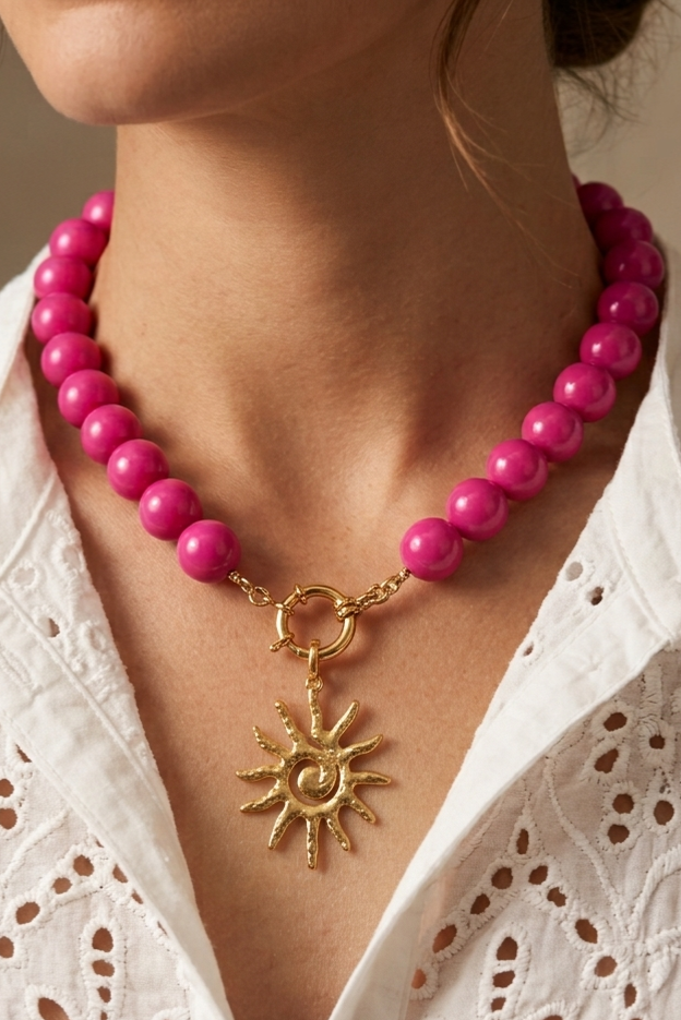 Kralenketting fuchsia