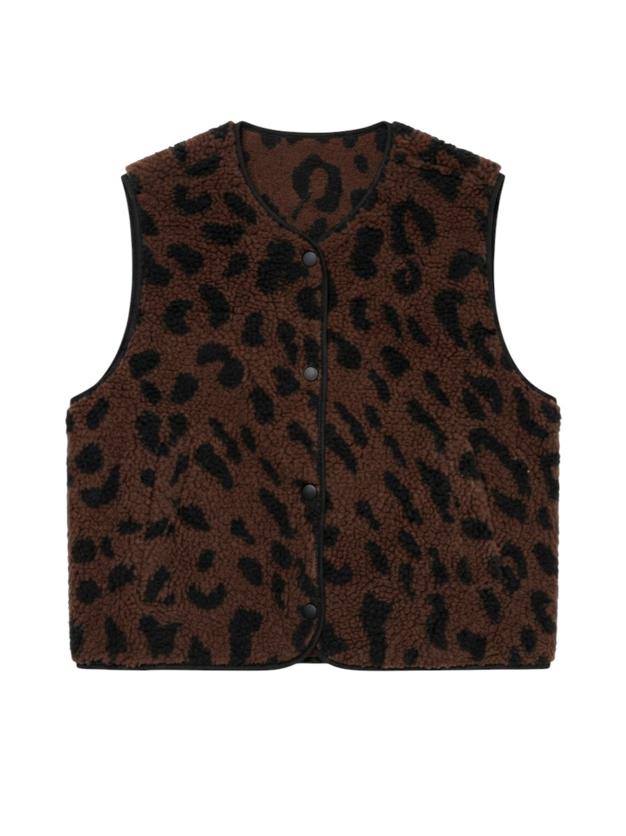 Wauw gilet leopard donkerbruin