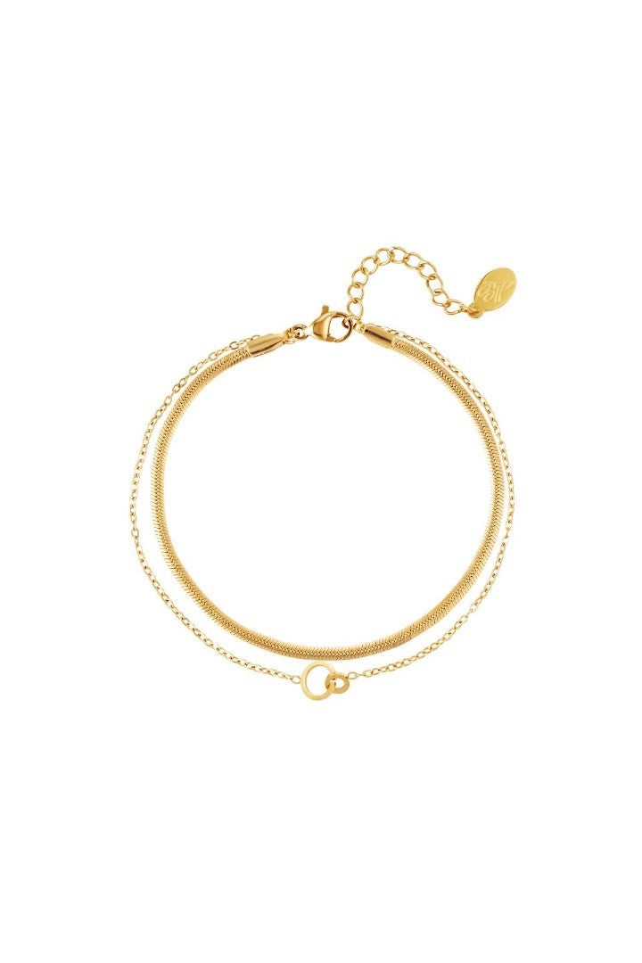 Armband verbonden cirkels goud