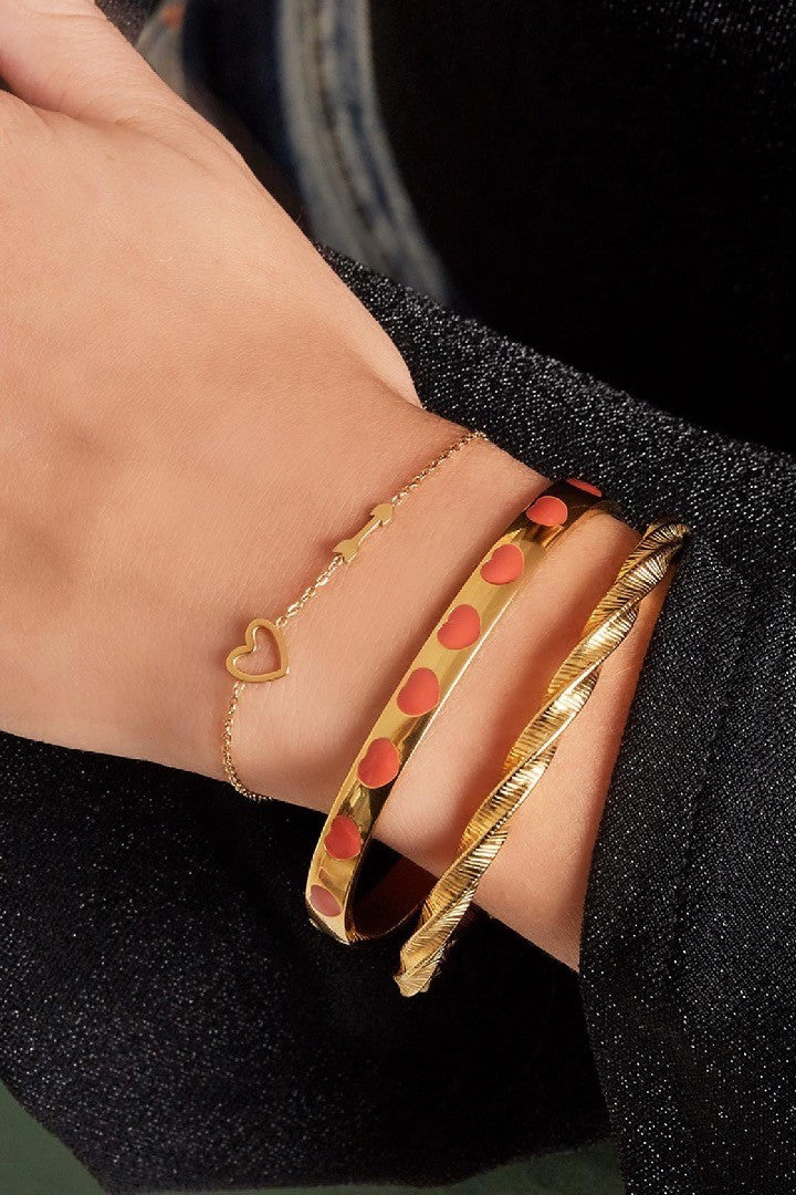 Armband hart en pijl bedel goud