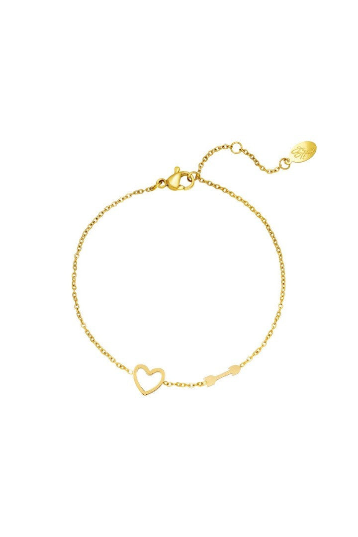 Armband hart en pijl bedel goud