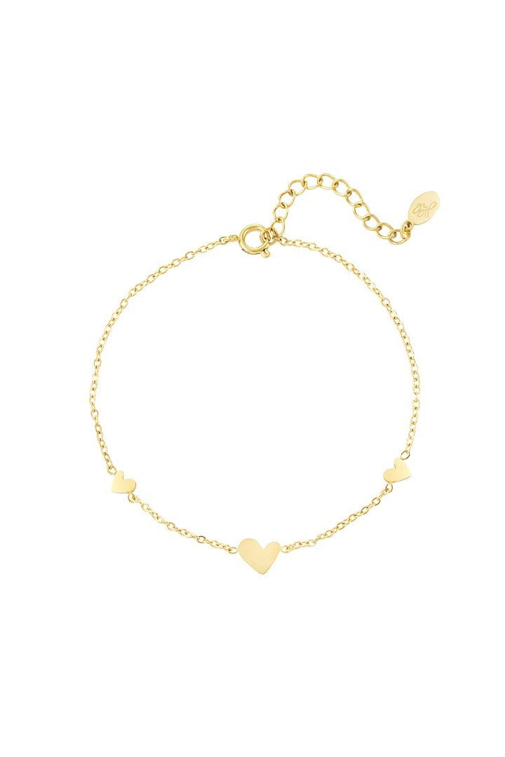 Armband 3 hartjes goud