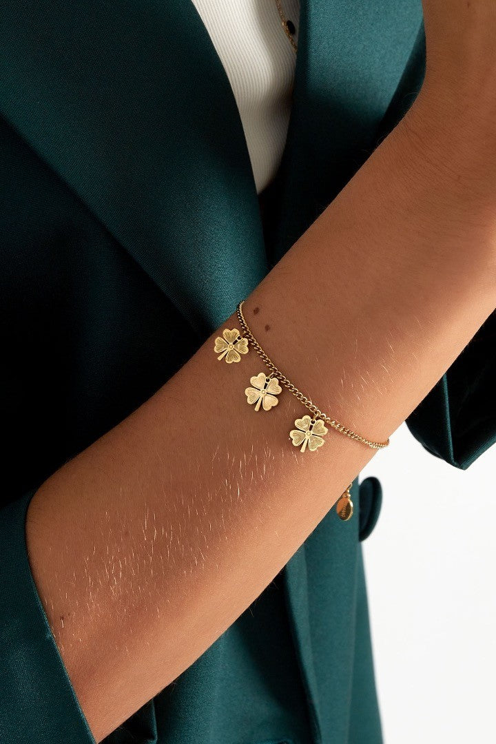 Armband 3 klavertjes goud