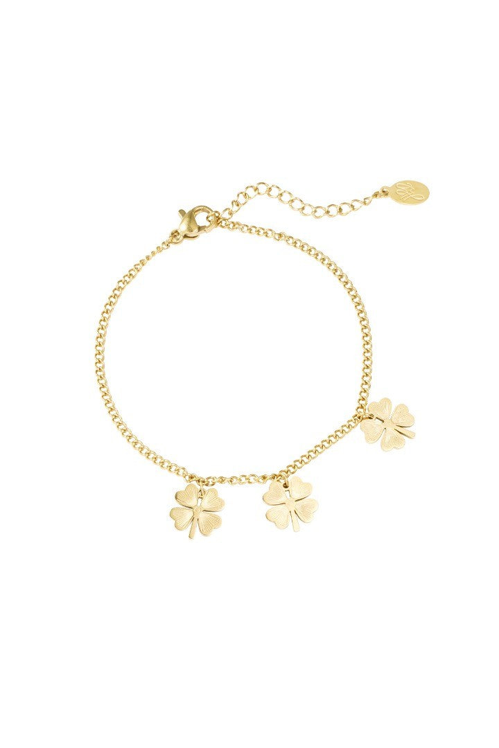 Armband 3 klavertjes goud
