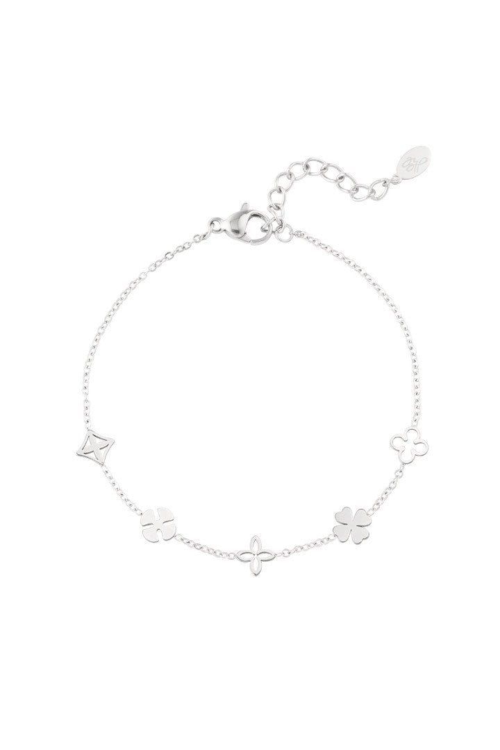 Armband vijf bedels zilver