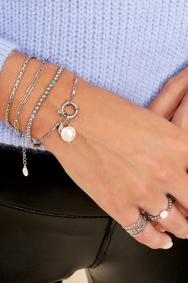 Armband dubbel schakel zilver