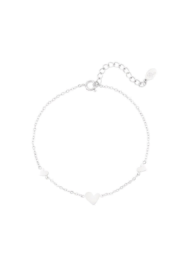 Armband 3 hartjes zilver